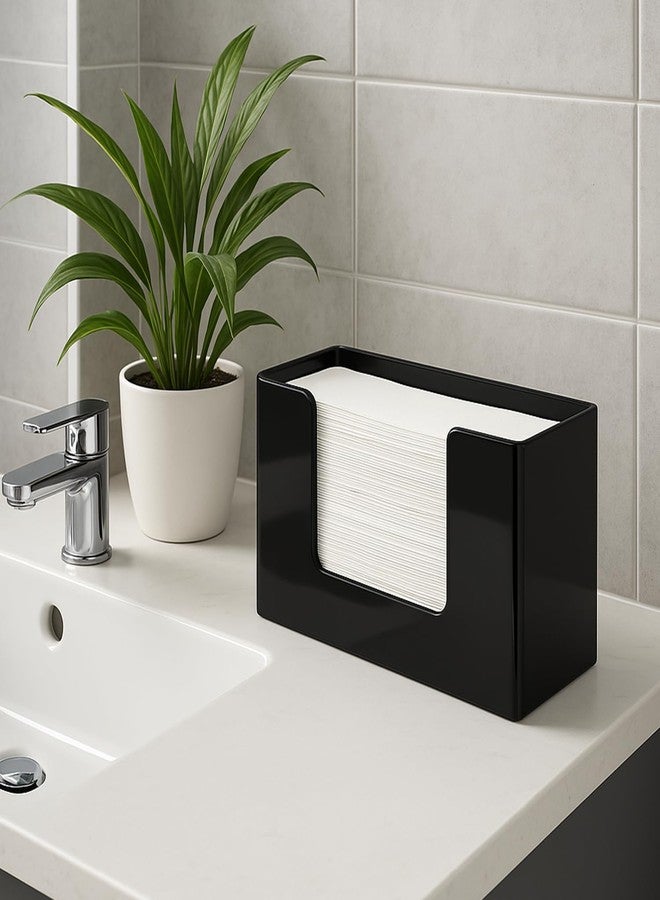Hilislog Black Paper Hand Towel Holder Countertop Acrylic Napkin Holders for Bathroom Trifold Paper Towels Dispenser Multifold C-Fold Z-Fold Modern Napkin Holder Dispenser for Kitchen Counter Bathroom Toilet - Image 4